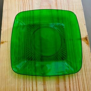 Vintage green glass salad / dessert plate, set of 4